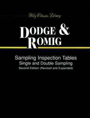 Sampling Inspection Tables – Single and Double Sampling 2e Rev and Exp de HF Dodge