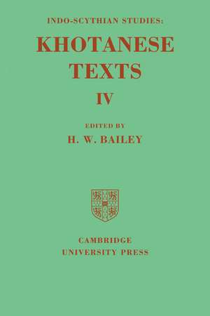 Khotanese Texts de Harold Walter Bailey