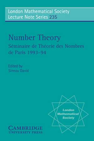 Number Theory: Séminaire de théorie des nombres de Paris 1993–94 de Sinnou David