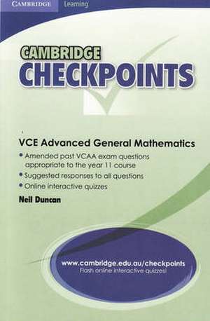 Cambridge Checkpoints VCE Advanced General Maths Units 1and 2 de Neil Duncan