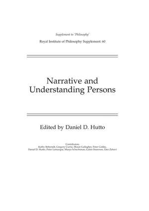 Narrative and Understanding Persons de Daniel D. Hutto