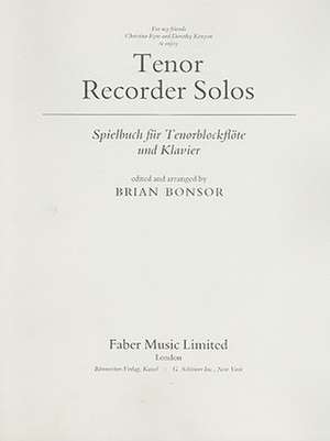 Tenor Recorder Solos de Brian Bonsor