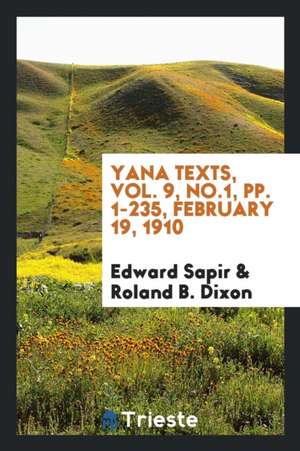 Yana Texts de Edward Sapir