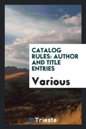 Catalog Rules: Author and Title Entries de Various