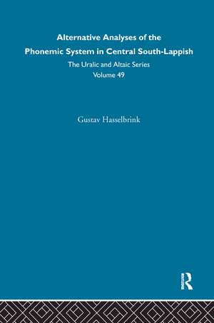 Alternative Analysis of the Phonemic System in Central South-Lappish de Gustav Hasselbrink