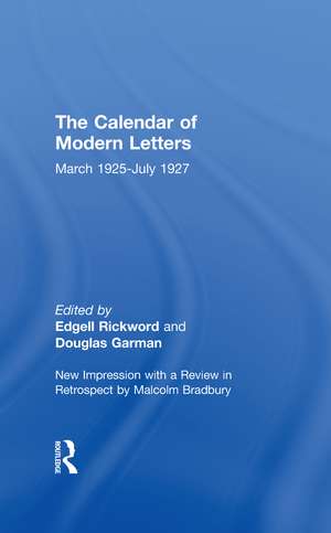 Calendar Modern Letts 4v Cb: Cal of Modern Letters de Edgell Rickword