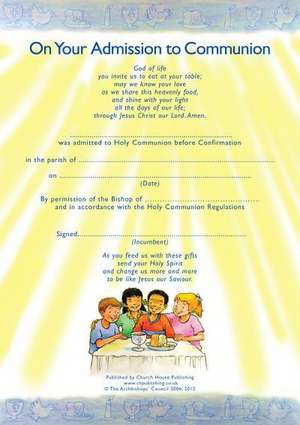 Admission to Communion Certificates de Church House Publishing