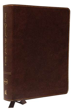 NKJV, Journal the Word Bible, Large Print, Bonded Leather, Brown, Red Letter: Reflect, Journal, or Create Art Next to Your Favorite Verses de Thomas Nelson