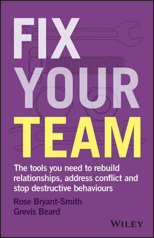 Fix Your Team – The Tools You Need to Rebuild Relationships, Address Conflict and Stop Destructive Behaviours de R Bryant–Smith