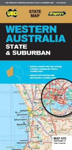 Western Australia State & Suburban Map 670 17th ed de UBD Gregory's