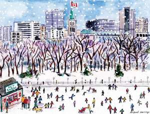 Michael Storrings Canadian Skaters Holiday Embellished Notecards de Galison