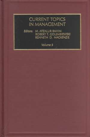 Current Topics in Management de Robert T. Golembiewski