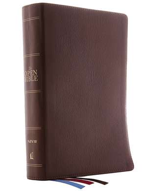 The NIV, Open Bible, Genuine Leather, Brown, Red Letter, Comfort Print: Complete Reference System de Thomas Nelson