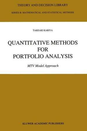 Quantitative Methods for Portfolio Analysis de Takeaki Kariya