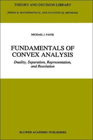 Fundamentals of Convex Analysis: Duality, Separation, Representation, and Resolution de M.J. Panik