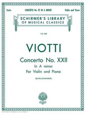 Concerto No. 22 in a Minor: Score and Parts de Battista Viotti Giovan