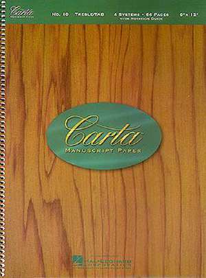 Carta Manuscript Paper No. 10 - Guitar: Conductor Book with CD de Hal Leonard Publishing Corporation