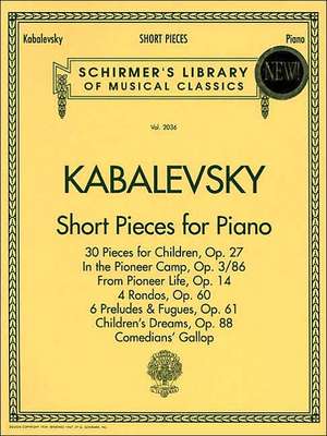 Short Pieces for Piano: Schirmer Library of Classics Volume 2036 Piano Solo de Dmitri Kabalevsky