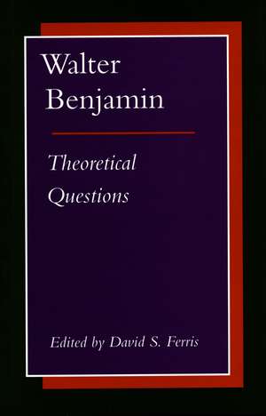 Walter Benjamin: Theoretical Questions de David Ferris