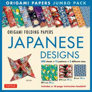 Origami Folding Papers Jumbo Pack: Japanese Designs: 300 Origami Papers in 3 Sizes (6 inch; 6 3/4 inch and 8 1/4 inch) and a 16-page Instructional Origami Book de Tuttle Studio