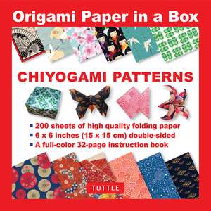 Origami Paper in a Box - Chiyogami Patterns: 200 Sheets of Tuttle Origami Paper: 6x6 Inch Origami Paper Printed with 12 Different Patterns: 32-page Instructional Book of 12 Projects de Tuttle Studio