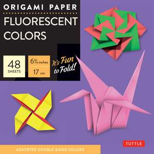 Origami Paper - Fluorescent Colors - 6 3/4" - 48 Sheets: Tuttle Origami Paper: Origami Sheets Printed with 6 Different Colors: Instructions for 6 Projects Included de Tuttle Studio