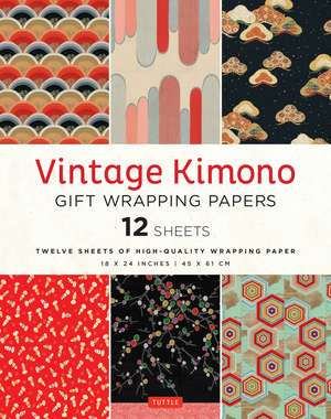 Vintage Kimono Gift Wrapping Papers - 12 sheets: 6 illustrations from 1900's Vintage Japanese Kimono Fabrics- 18 x 24 inch (45 x 61 cm) Wrapping Paper Sheets de Tuttle Studio