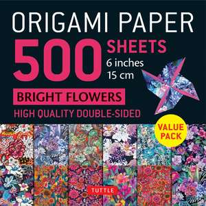 Origami Paper 500 sheets Bright Flowers 6" (15 cm): Double-Sided Origami Sheets with 12 Punchy Floral Designs (Instructions for 5 Projects Included) de Tuttle Studio