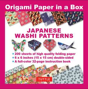 Origami Paper in a Box - Japanese Washi Patterns: 200 Sheets of Tuttle Origami Paper: 6x6 Inch Origami Paper Printed with 12 Different Patterns: 32-page Instructional Book of 10 Projects de Tuttle Studio