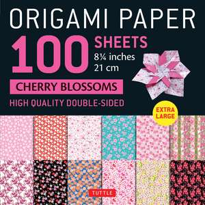 Origami Paper 100 sheets Cherry Blossoms 8 1/4" (21 cm): Extra Large Double-Sided Origami Sheets Printed with 12 Different Color Combinations (Instructions for 5 Projects Included) de Tuttle Studio