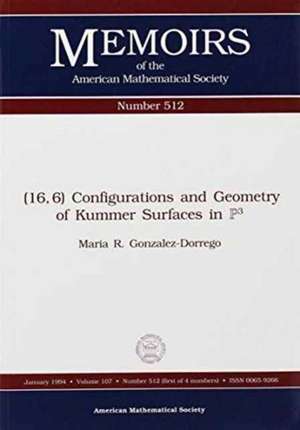 (16, 6) Configurations and Geometry of Kummer Surfaces in P³ de Maria R. Gonzalez-Dorrego