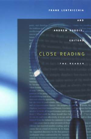 Close Reading – The Reader de Frank Lentricchia