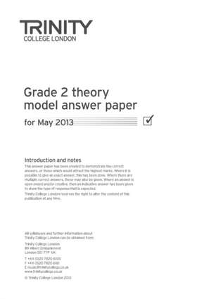 Theory Model Answer Paper Grade 2 de Trinity College London