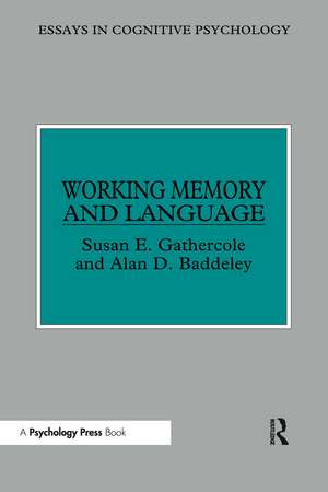 Working Memory and Language de Susan E. Gathercole