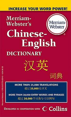 Merriam-Webster's Chinese-English Dictionary: Leather-Look Hardcover, Thumb-Notched with Win/Mac CD-ROM de Merriam-Webster