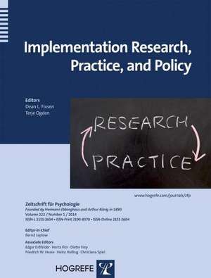 Implementation Research, Practice, and Policy de Dean L. Fixsen