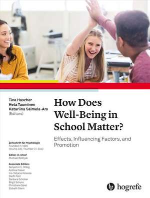 How Does Well-Being in School Matter? de Tina Hascher