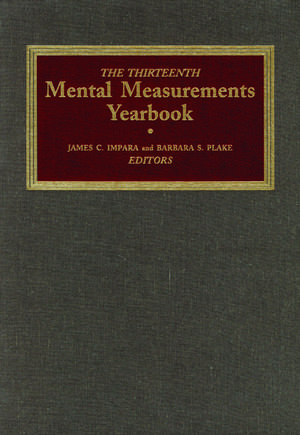 The Thirteenth Mental Measurements Yearbook de Buros Center