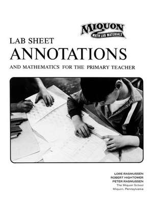 Lab Sheet Annotations and Mathematics for the Primary Teacher de Lore Rasmussen