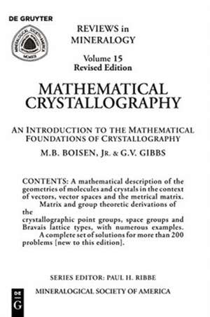 Mathematical Crystallography de Gerald V. Gibbs