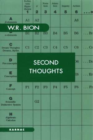 Second Thoughts: Selected Papers on Psychoanalysis de Wilfred R. Bion