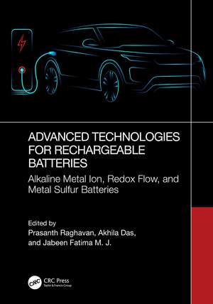 Advanced Technologies for Rechargeable Batteries: Alkaline Metal Ion, Redox Flow, and Metal Sulfur Batteries de Prasanth Raghavan