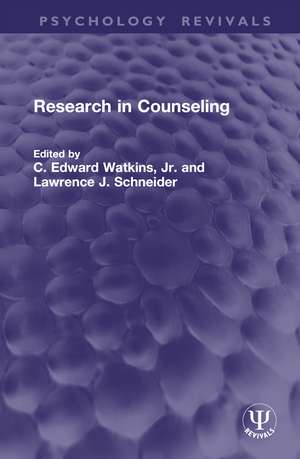 Research in Counseling de C. Edward Watkins, Jr.