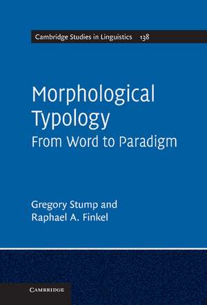 Morphological Typology: From Word to Paradigm de Gregory Stump