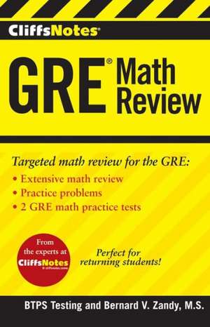 CliffsNotes GRE Math Review de BTPS Testing