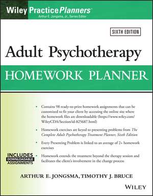 Adult Psychotherapy Homework Planner, 6th Edition de AE Jongsma