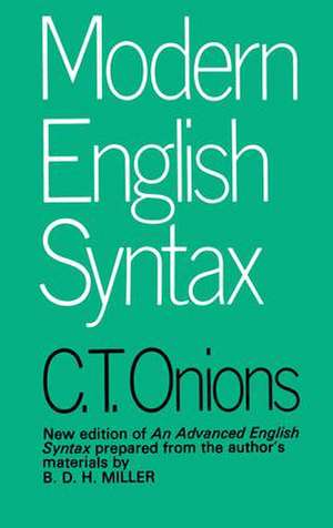 Modern English Syntax de C. T. Onions