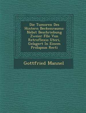 Die Tumoren Des Hintern Beckenraums: Nebst Beschriebung Zweier F Lle Von Retroflexio Uteri, Gelagert in Einem Prolapsus Recti de Gottfried Mannel