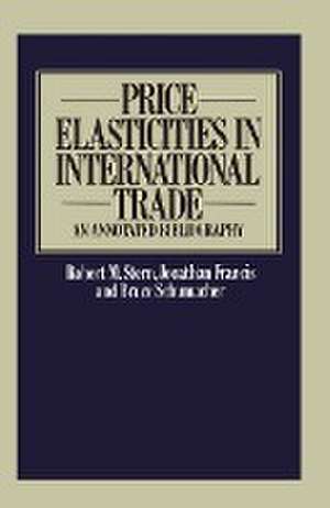 Price Elasticities in International Trade: An Annotated Bibliography de Robert M. Stern