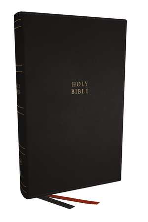 NKJV, Single-Column Reference Bible, Verse-by-verse, Black Bonded Leather, Red Letter, Comfort Print de Thomas Nelson